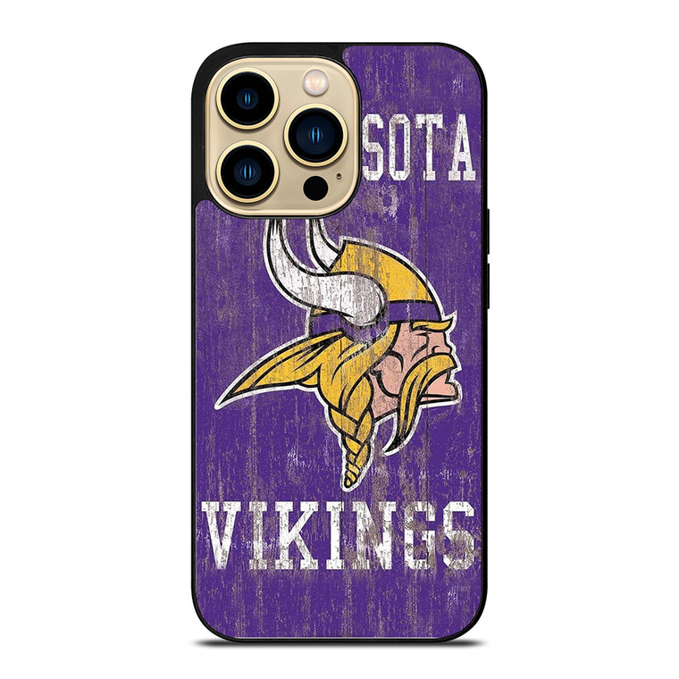 MINNESOTA VIKINGS WOODEN LOGO  iPhone 14 Pro Max Case Cover
