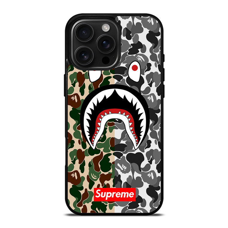 BAPE SHARK SUPREME CAMO 2 iPhone 16 Pro Max Case Cover