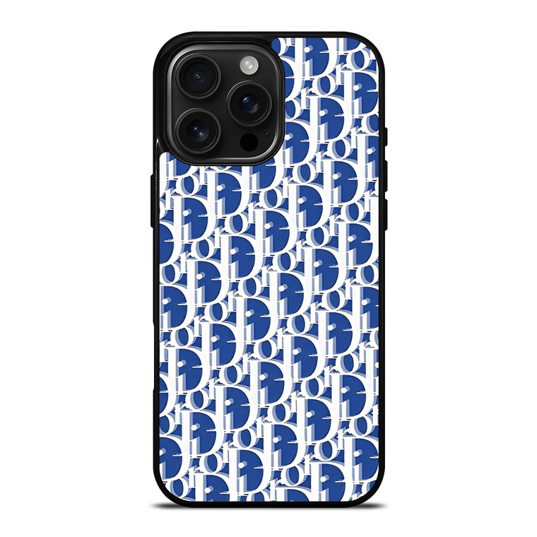 CHRISTIAN DIOR BLUE MONOGRAM iPhone 16 Pro Max Case Cover