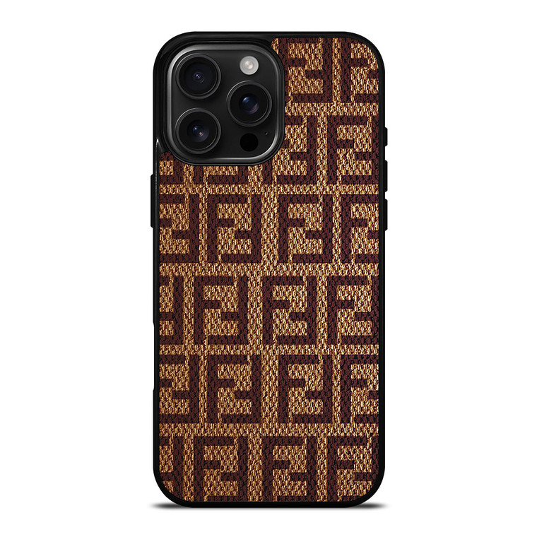 FENDI PATTERN LOGO BROWN iPhone 16 Pro Max Case Cover
