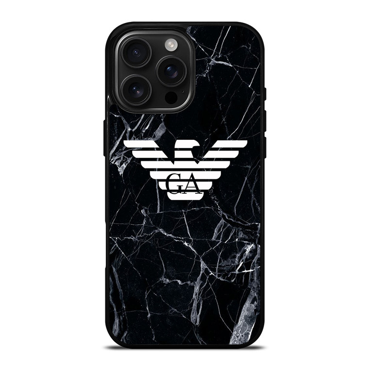 GIORGIO ARMANI LOGO BLACK MARBLE iPhone 16 Pro Max Case Cover