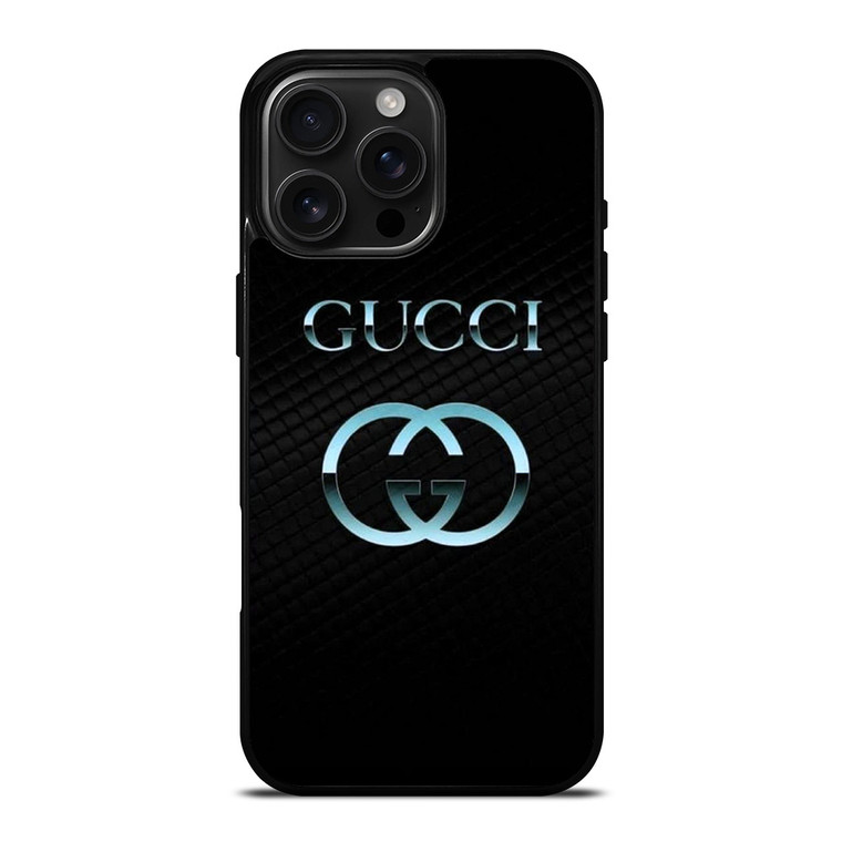 GUCCI LOGO BLUE ON BLACK EMBLEM iPhone 16 Pro Max Case Cover