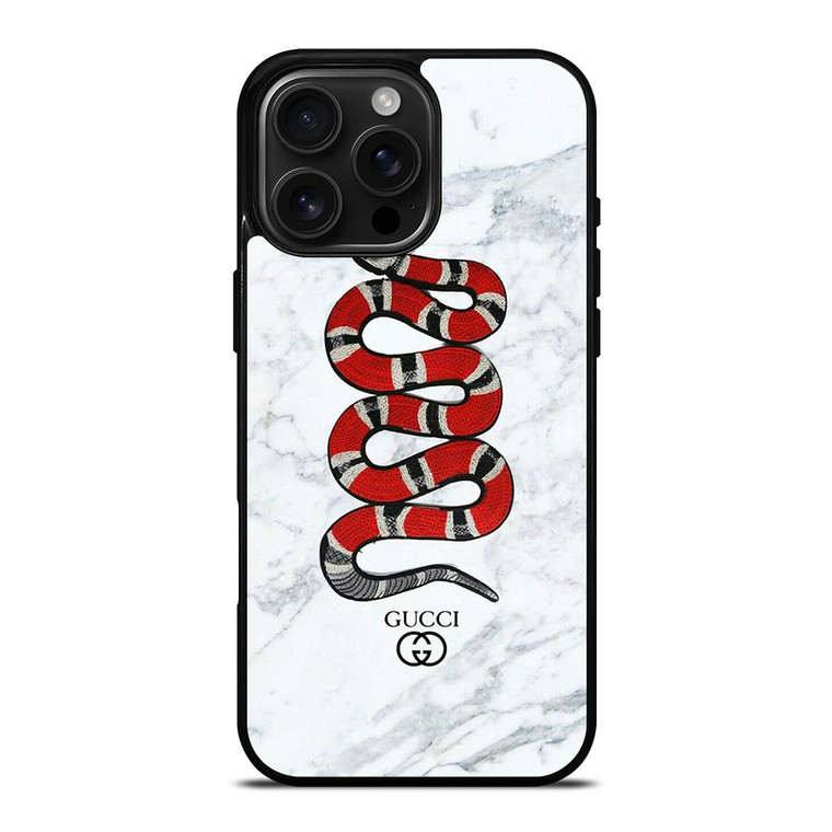 GUCCI LOGO SNAKE ON MARBLE ICON iPhone 16 Pro Max Case Cover