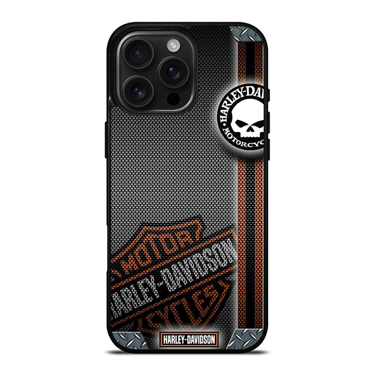 HARLEY DAVIDSON LOGO METAL TEXTURE iPhone 16 Pro Max Case Cover