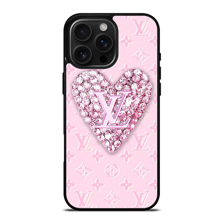 LOUIS VUITTON LOGO PINK HEART DIAMOND iPhone 16 Pro Max Case Cover