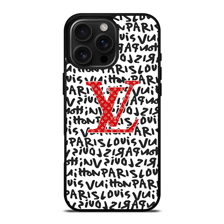 LV LOUIS VUITTON PARIS PATTERN LOGO RED WHITE iPhone 16 Pro Max Case Cover LV LOUIS VUITTON PARIS PATTERN LOGO RED WHITE iPhone 16 Pro Max Case Cover