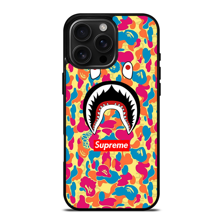 SUPREME BAPE CAMO COLOR FULL iPhone 16 Pro Max Case Cover