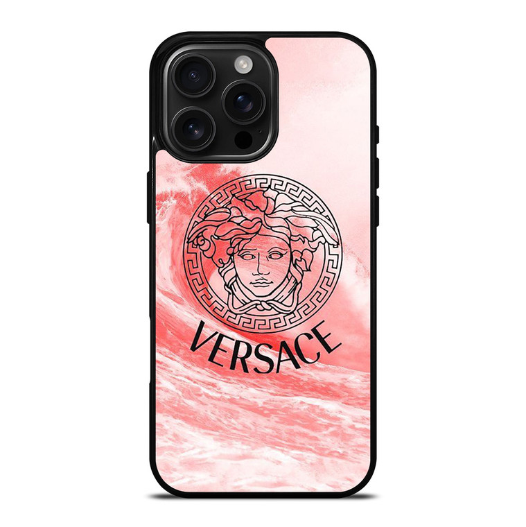 VERSACE LOGO PINK WAVES iPhone 16 Pro Max Case Cover