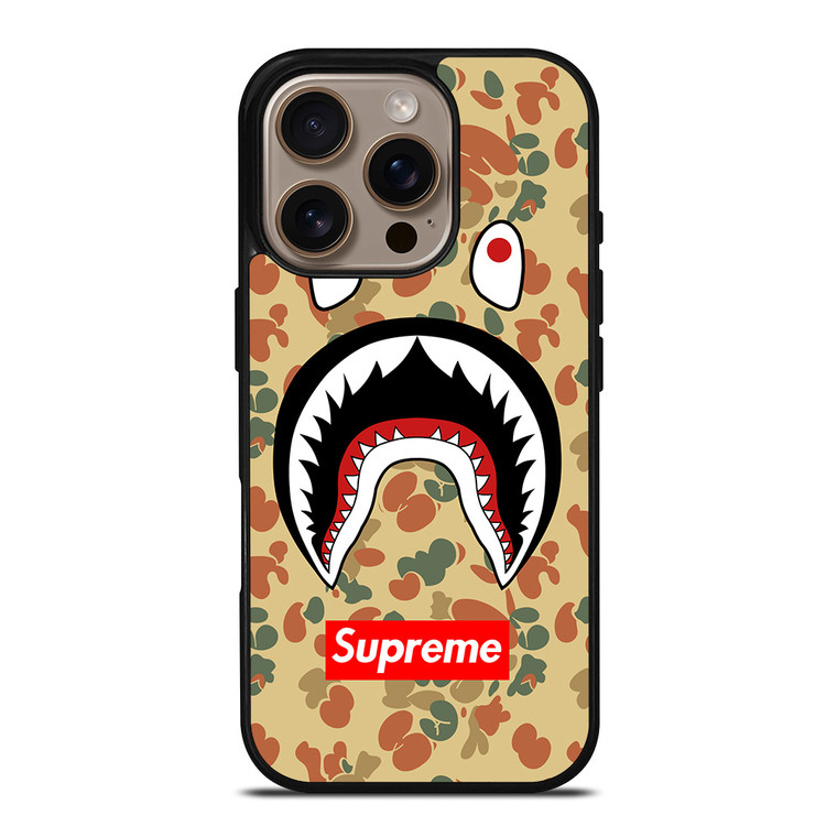 BAPE CAMO SHARK SUPREME iPhone 16 Pro Case Cover