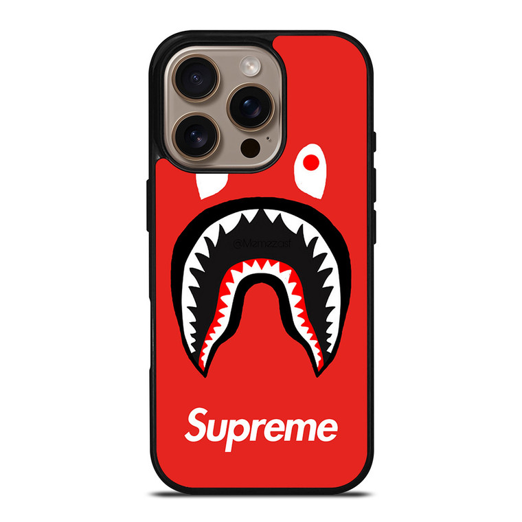 BAPE SHARK SUPREME RED iPhone 16 Pro Case Cover