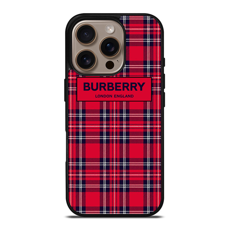 BURBERRY LONDON ENGLAND RED PATTERN iPhone 16 Pro Case Cover