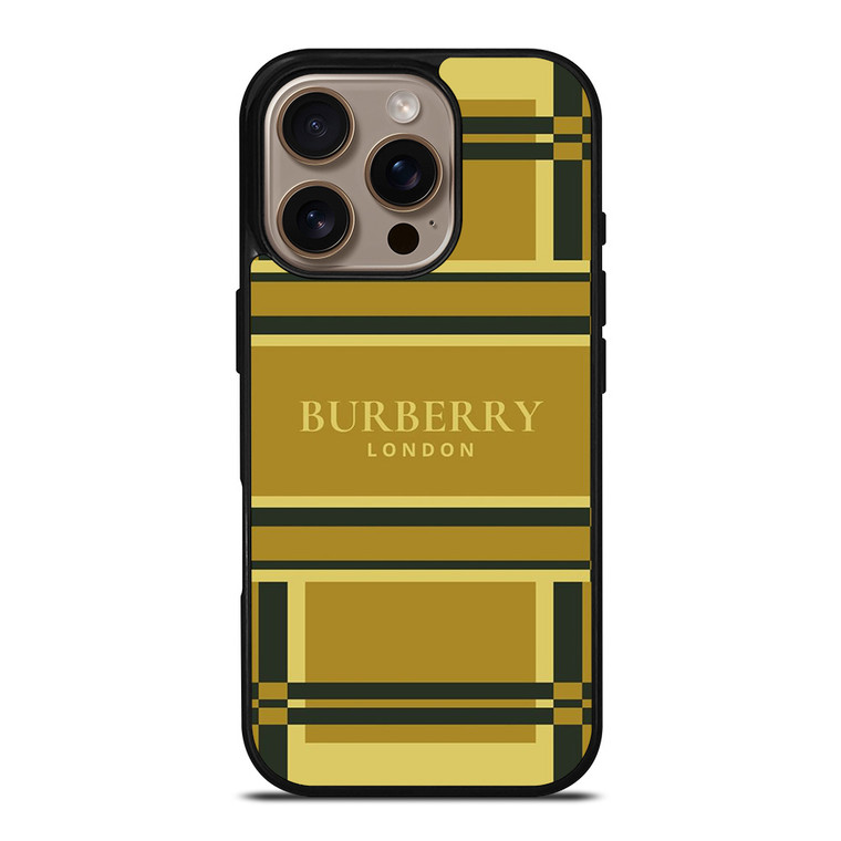 BURBERRY LONDON LOGO GOLD PATTERN iPhone 16 Pro Case Cover