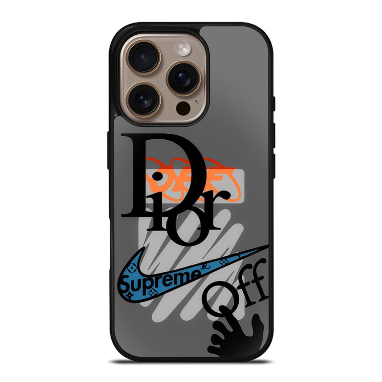 DIOR OFF WHITE SUPREME LOGO iPhone 16 Pro Case Cover