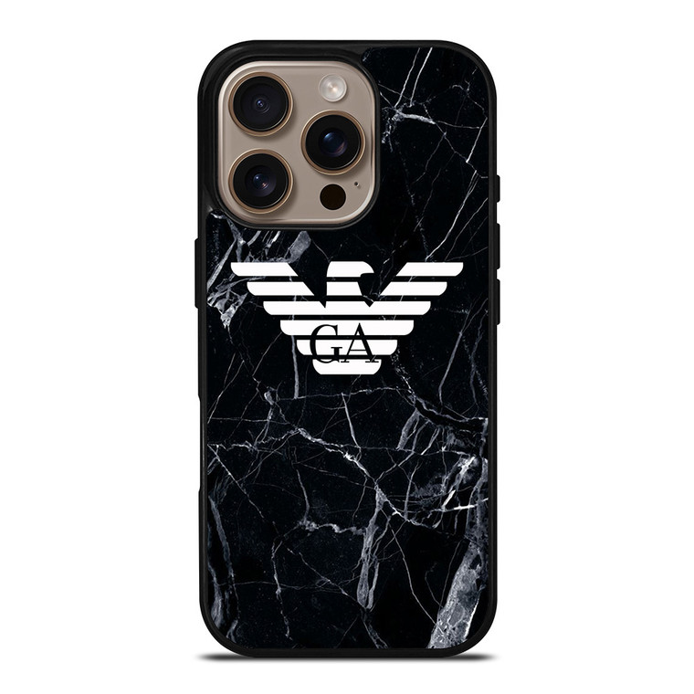 GIORGIO ARMANI LOGO BLACK MARBLE iPhone 16 Pro Case Cover