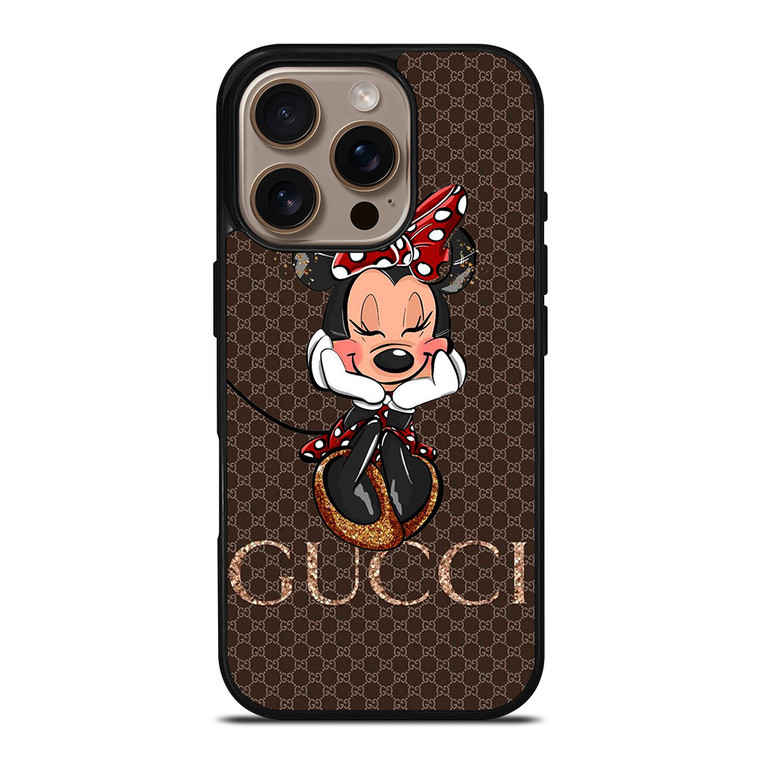 GUCCI LOGO BROWN MINNIE MOUSE DISNEY iPhone 16 Pro Case Cover