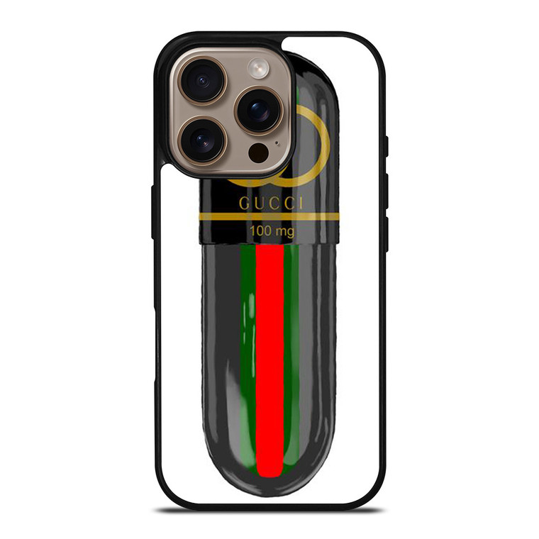 GUCCI LOGO DRUGS 100 MG ICON iPhone 16 Pro Case Cover GUCCI LOGO DRUGS 100 MG ICON iPhone 16 Pro Case Cover