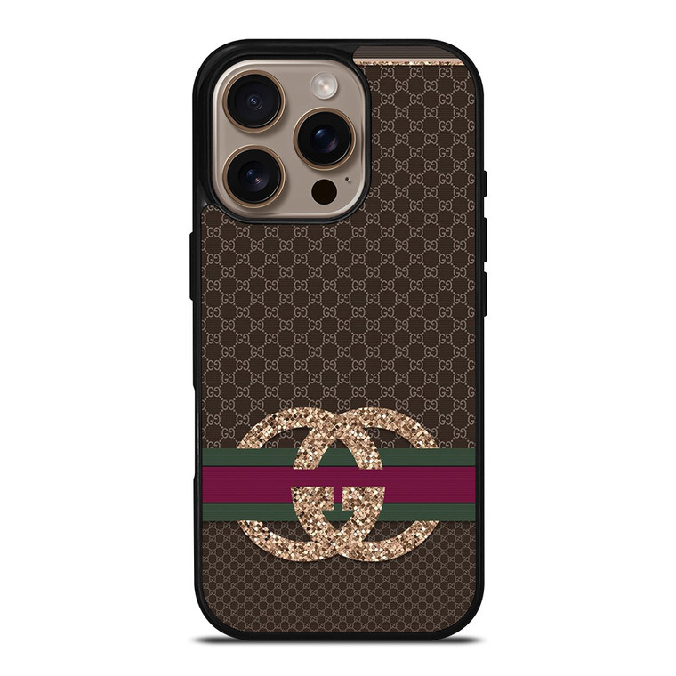GUCCI LOGO PATTERN SPARKLE EMBLEM iPhone 16 Pro Case Cover