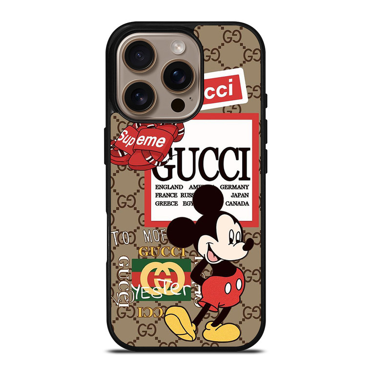 GUCCI X SUPREME X DISNEY MICKEY MOUSE ICON iPhone 16 Pro Case Cover