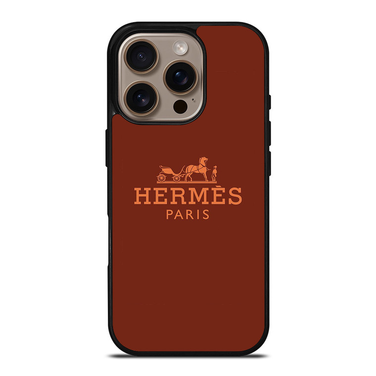 HERMES PARIS LOGO BROWN iPhone 16 Pro Case Cover HERMES PARIS LOGO BROWN iPhone 16 Pro Case Cover