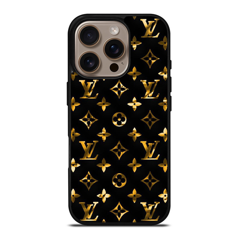 LOUIS VUITTON LV LOGO GOLD BLACK iPhone 16 Pro Case Cover LOUIS VUITTON LV LOGO GOLD BLACK iPhone 16 Pro Case Cover