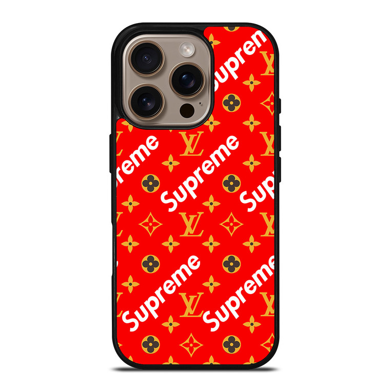NEW SUPREME RED GOLD PATTERN iPhone 16 Pro Case Cover