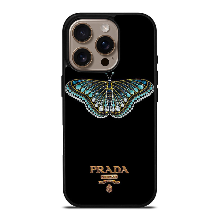 PRADA LOGO DIAMOND BUTTERFLY iPhone 16 Pro Case Cover PRADA LOGO DIAMOND BUTTERFLY iPhone 16 Pro Case Cover