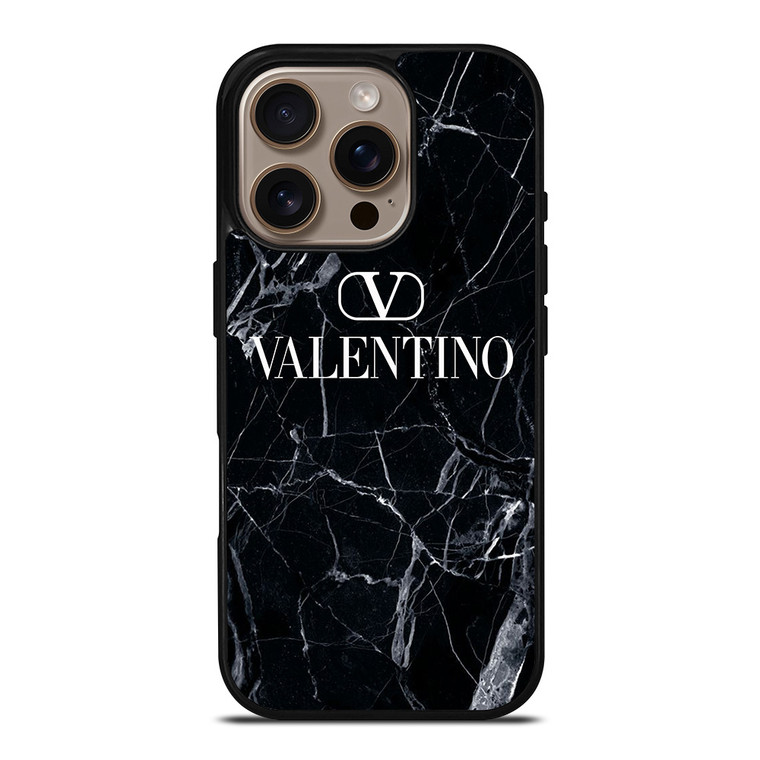 VALENTINO LOGO BLACK MARBLE iPhone 16 Pro Case Cover
