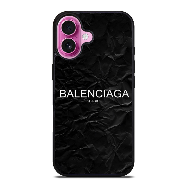 BALENCIAGA LOGO BLACK PAPER iPhone 16 Plus Case Cover