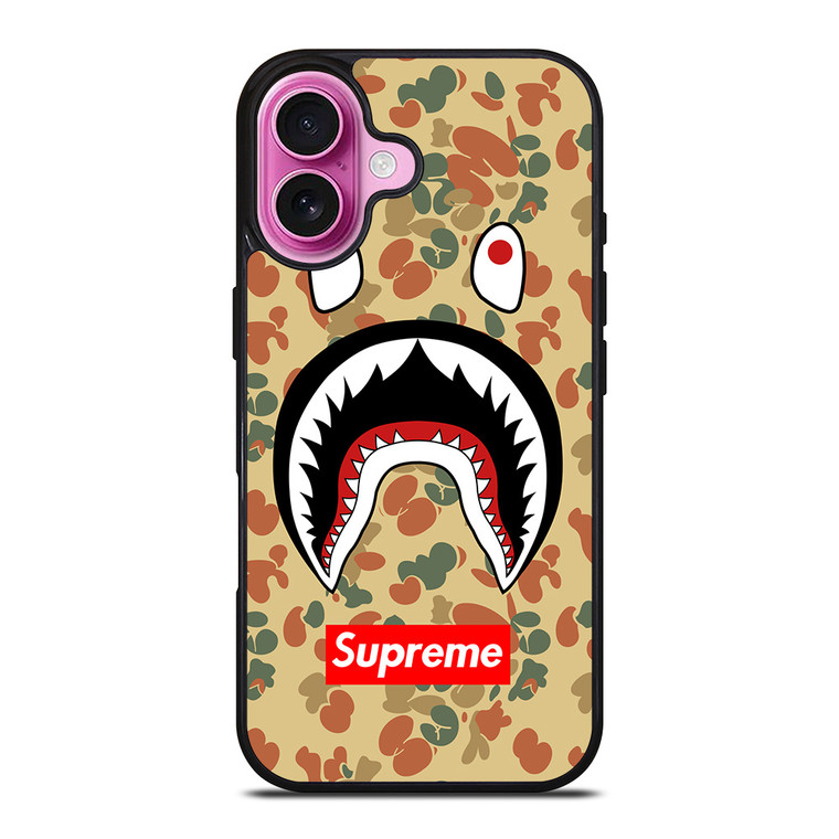 BAPE CAMO SHARK SUPREME iPhone 16 Plus Case Cover