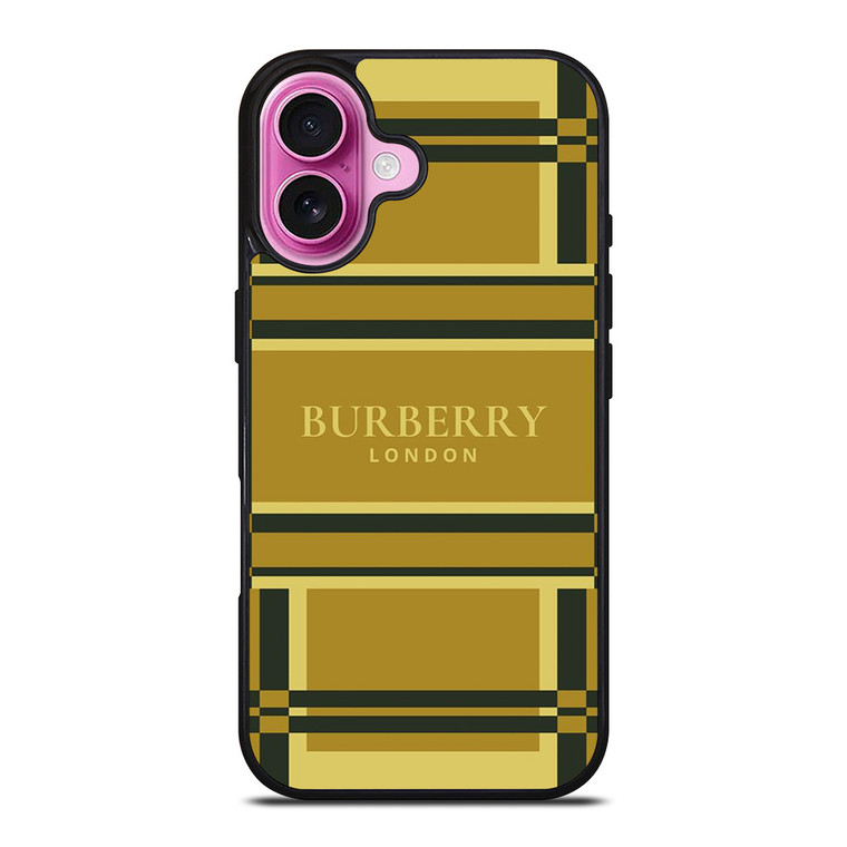 BURBERRY LONDON LOGO GOLD PATTERN iPhone 16 Plus Case Cover