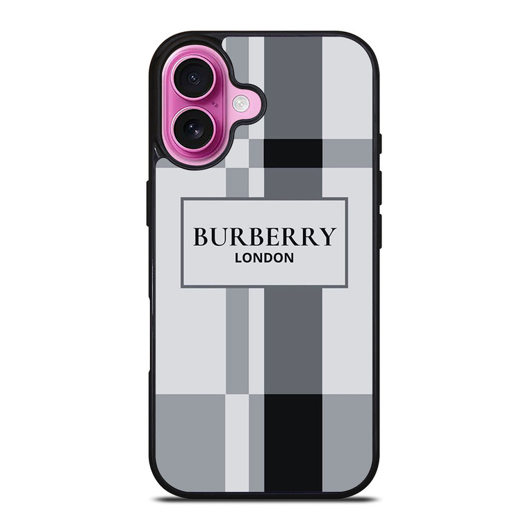 BURBERRY LONDON LOGO GREY iPhone 16 Plus Case Cover