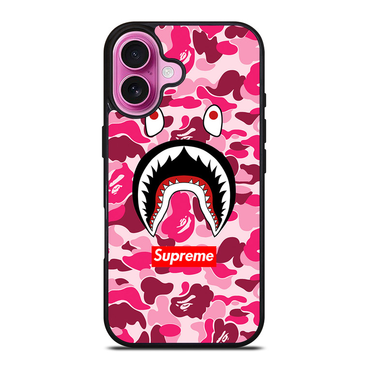 CAMO BATHING APE SUPREME PINK iPhone 16 Plus Case Cover