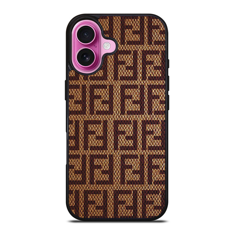 FENDI PATTERN LOGO BROWN iPhone 16 Plus Case Cover FENDI PATTERN LOGO BROWN iPhone 16 Plus Case Cover