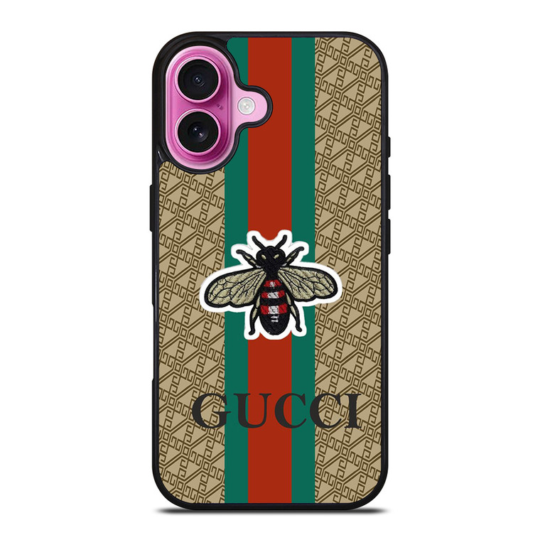 GUCCI LOGO PATTERN BEE iPhone 16 Plus Case Cover