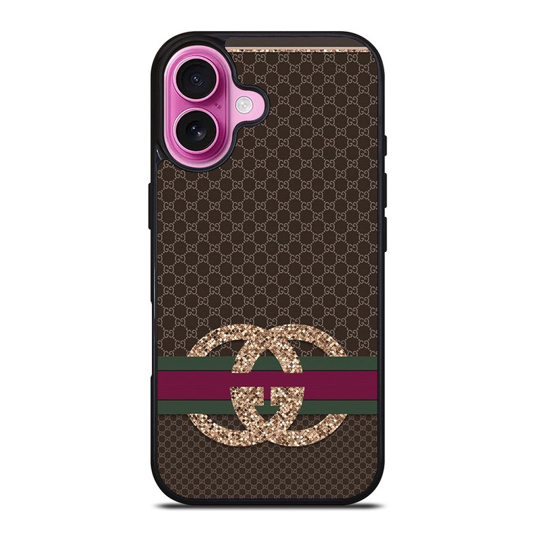 GUCCI LOGO PATTERN SPARKLE EMBLEM iPhone 16 Plus Case Cover