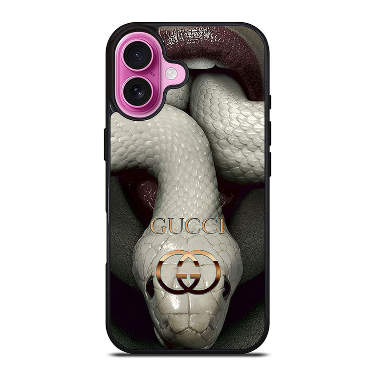 GUCCI LOGO WHITE SNAKE iPhone 16 Plus Case Cover