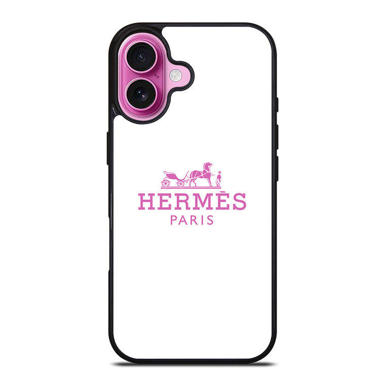 HERMES PARIS PINK LOGO iPhone 16 Plus Case Cover HERMES PARIS PINK LOGO iPhone 16 Plus Case Cover
