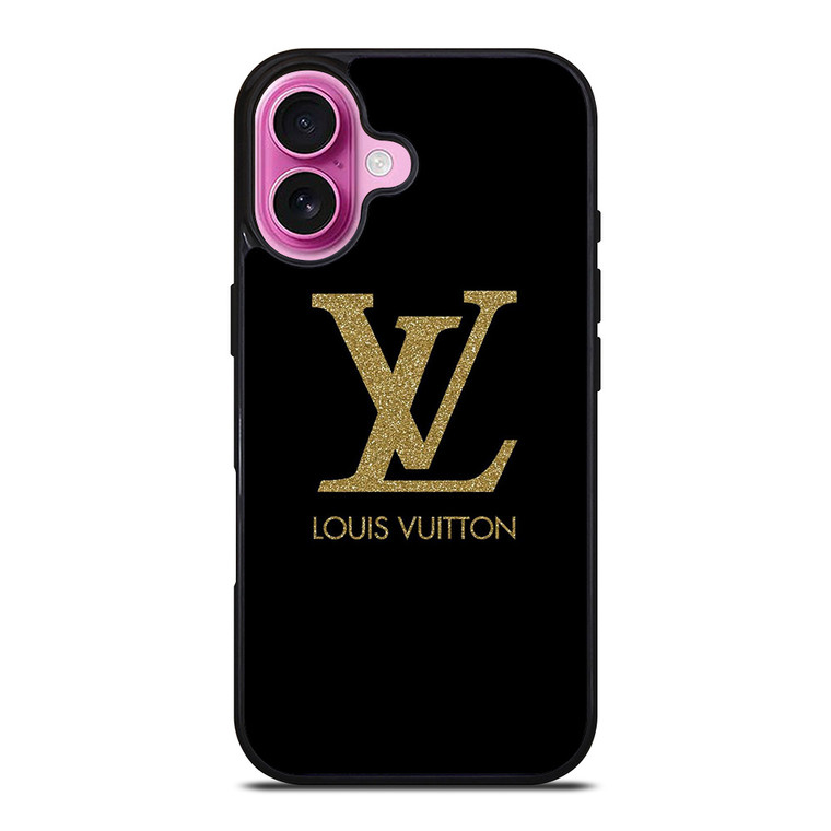 LOUIS VUITTON LV LOGO BLACK GOLD iPhone 16 Plus Case Cover LOUIS VUITTON LV LOGO BLACK GOLD iPhone 16 Plus Case Cover