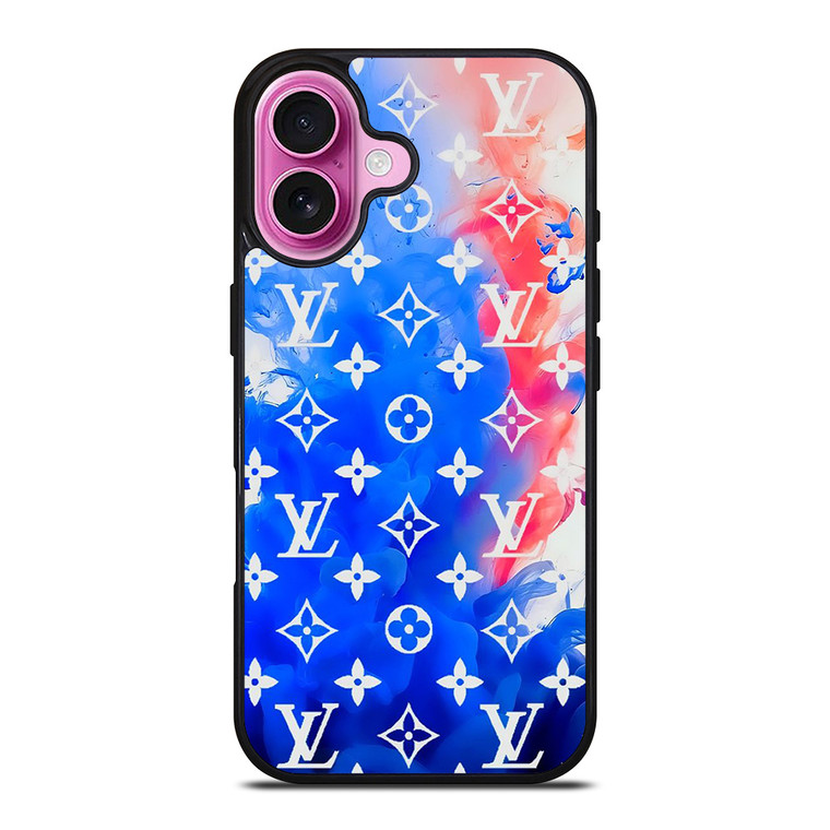 LOUIS VUITTON LV LOGO PATTERN BLUE RED iPhone 16 Plus Case Cover LOUIS VUITTON LV LOGO PATTERN BLUE RED iPhone 16 Plus Case Cover