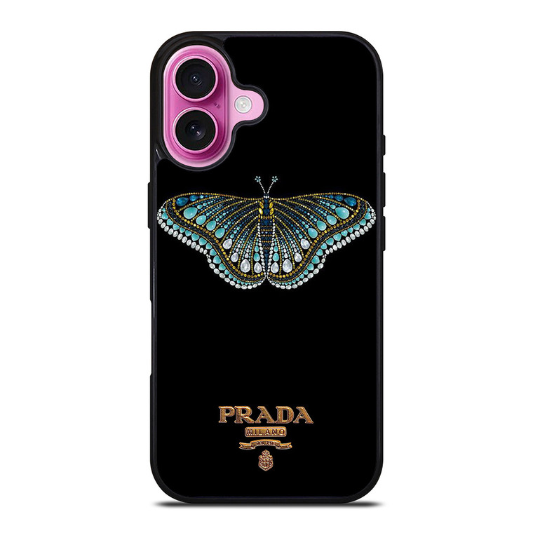PRADA LOGO DIAMOND BUTTERFLY iPhone 16 Plus Case Cover PRADA LOGO DIAMOND BUTTERFLY iPhone 16 Plus Case Cover