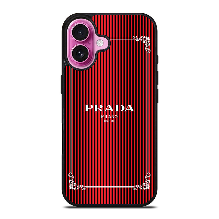 PRADA LOGO RED STRIPE iPhone 16 Plus Case Cover