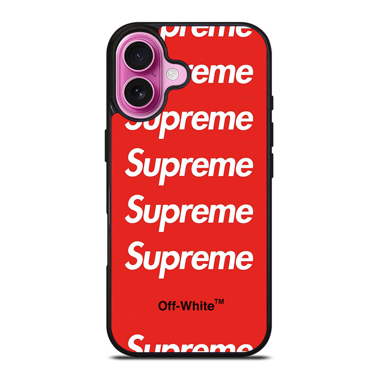 SUPREME RED OFF WHITE iPhone 16 Plus Case Cover