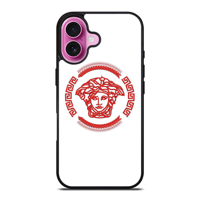 VERSACE LOGO RED EMBROIDERY ICON iPhone 16 Plus Case Cover