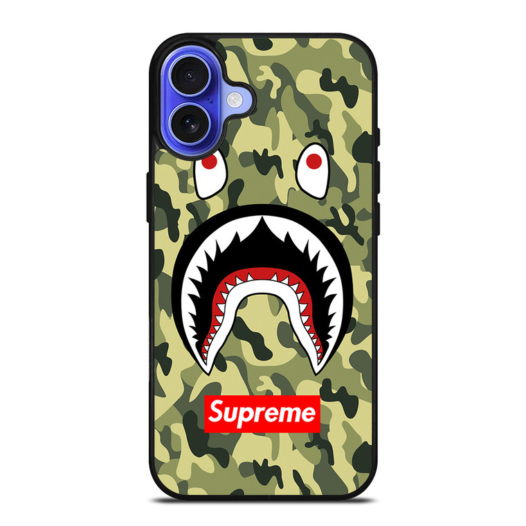 BAPE BATHING CAMO SHARK SUPREME iPhone 16 Case Cover