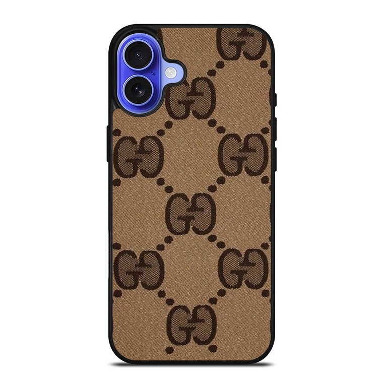 BROWN GUCCI LOGO PATTERN ICON iPhone 16 Case Cover