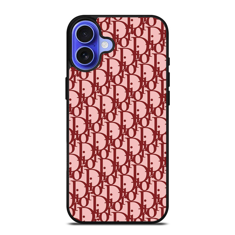 CHRISTIAN DIOR RED CHRISTIAN DIOR PARIS MONOGRAM iPhone 16 Case Cover