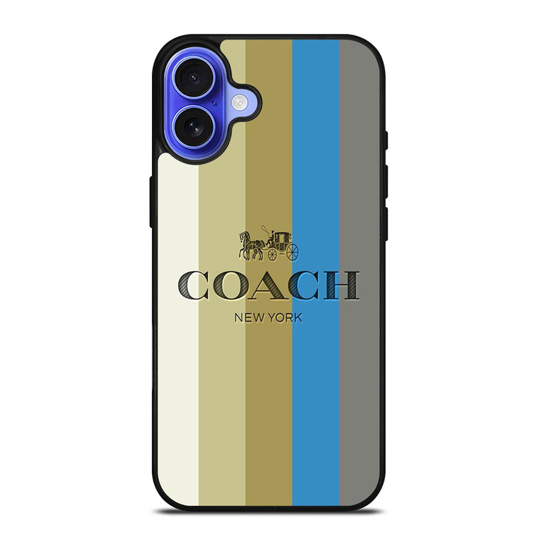 COACH NEW YORK LOGO STRIPE EMBLEM iPhone 16 Case Cover COACH NEW YORK LOGO STRIPE EMBLEM iPhone 16 Case Cover