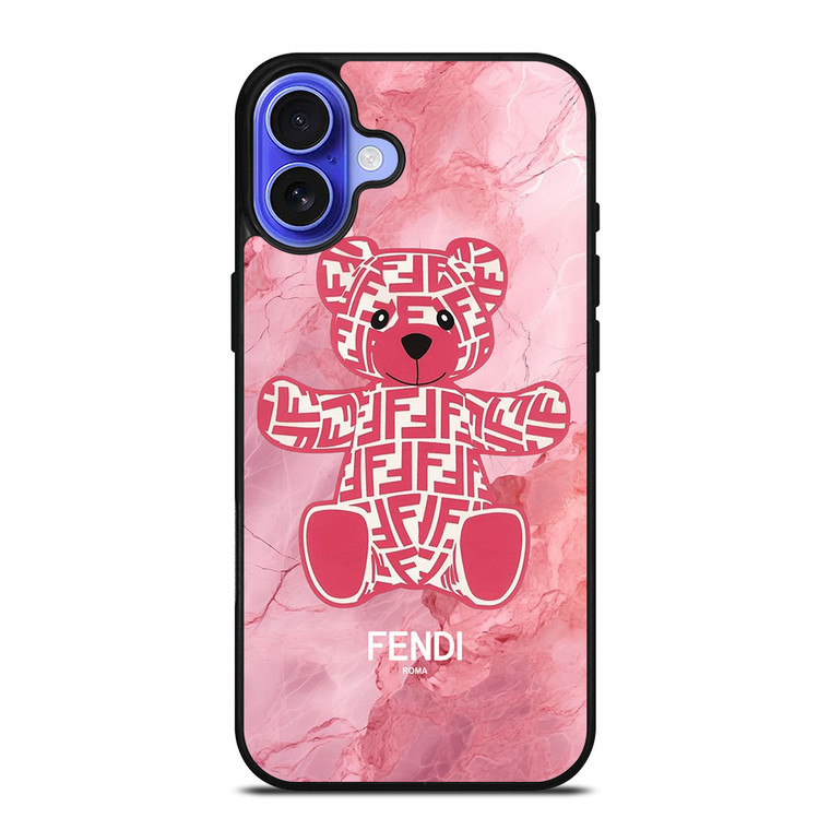 FENDI ROMA LOGO PINK BEAR iPhone 16 Case Cover FENDI ROMA LOGO PINK BEAR iPhone 16 Case Cover