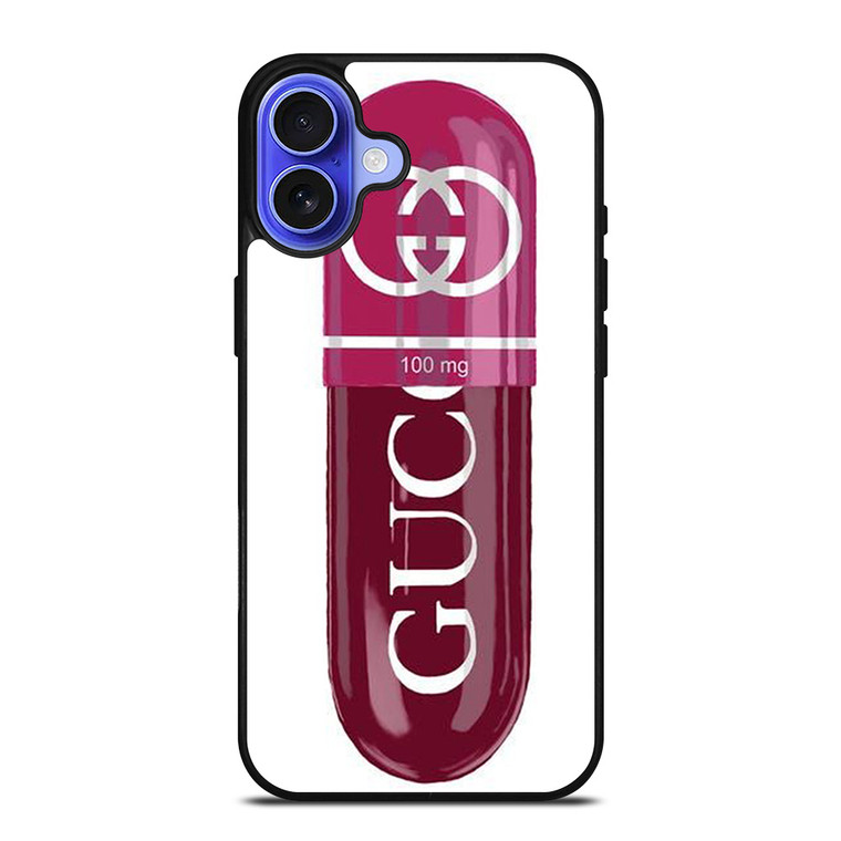 GUCCI LOGO 100 MG PINK DRUG ICON iPhone 16 Case Cover GUCCI LOGO 100 MG PINK DRUG ICON iPhone 16 Case Cover
