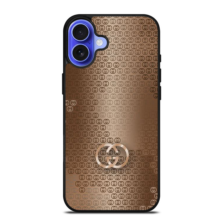 GUCCI LOGO PATTERN GOLD iPhone 16 Case Cover